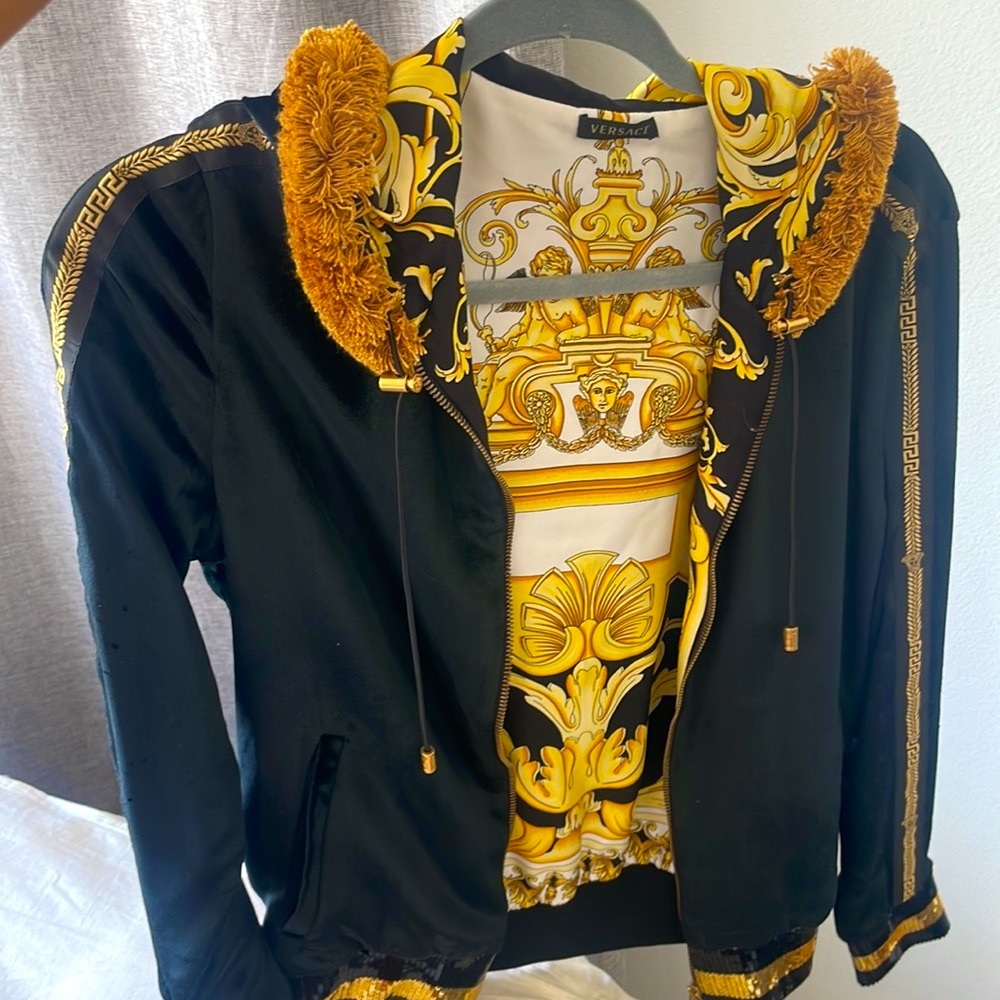 Authentic Versace hoodie, velvet, black, hoodie
